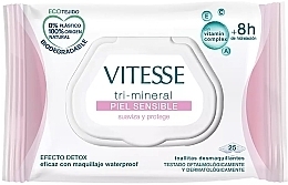 Fragrances, Perfumes, Cosmetics Makeup Remover Wipes for Sensitive Skin, 25 pcs. - Vitesse Make Up Remover Wipes Vitesse Tri-Mineral Sensitive Skin