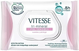 Makeup Remover Wipes for Sensitive Skin, 25 pcs. - Vitesse Make Up Remover Wipes Vitesse Tri-Mineral Sensitive Skin — photo N1