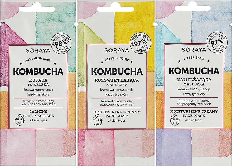 Face Mask Set - Soraya Kombucha 3-Set Masks — photo N2