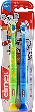 Fragrances, Perfumes, Cosmetics Kids Toothbrush (3-6 years), green + blue with monkeys, 2 pcs - Elmex Toothbrush