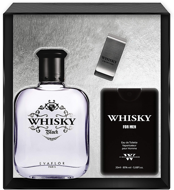 Evaflor Whisky Black - Set (edt/100ml+edt/20ml+money/clip) — photo N1