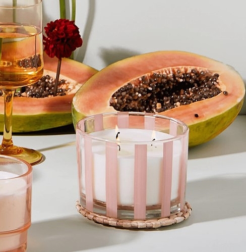 Scented Candle in Glass, 3 wicks - Paddywax Al Fresco Striped Glass Candle Pepper & Plum — photo N2