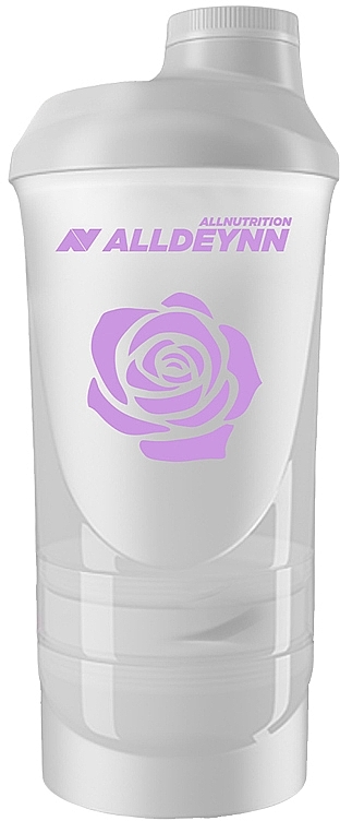 Shaker 600 + 350 ml, white - AllNutrition AllDeynn Plastic Smart Shaker 600ml + 350ml White — photo N1