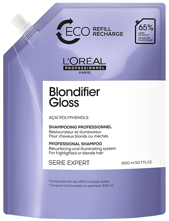 Shampoo for Blonde Colored Hair - L'Oreal Professionnel Serie Expert Blondifier Gloss Shampoo Refill — photo N1