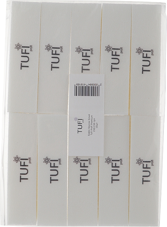 Buffer 150/150 grit, 10 pcs, white - Tufi Profi — photo N1