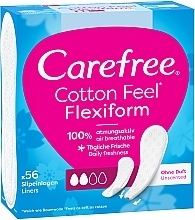 Flexible Daily Liners, scent-free, 56 pcs - Carefree Cotton FlexiForm Unscented — photo N3