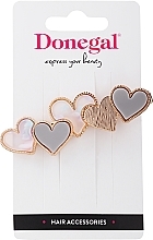 Fragrances, Perfumes, Cosmetics Hair Clip, FA-5712+1, with grey hearts - Donegal