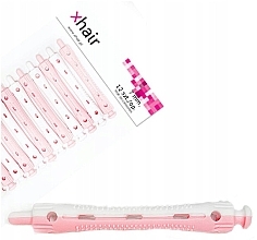 Whooping Curlers, length 7 cm, d7 mm, white and pink, 12 pieces - Xhair — photo N3