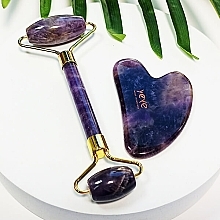 Roller & Gua Sha Stone Massage Set, purple amethyst - Yeye (roller + gua-sha) — photo N2