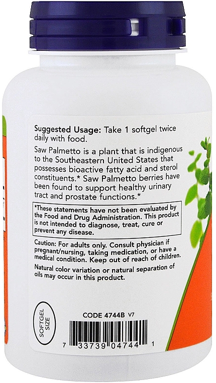 Saw Palmetto Extract - Now Foods Saw Palmetto Extract, 160mg — photo N14