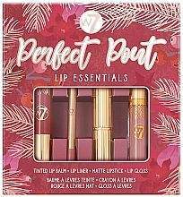 Fragrances, Perfumes, Cosmetics Set - W7 Perfect Pout (l/balm/4ml + l/liner/0.8g + lipstick/3.5g + l/gloss/3.4ml)