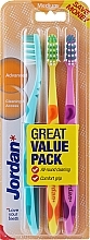 Fragrances, Perfumes, Cosmetics Toothbrush Medium, turquoise + yellow + pink - Jordan Advanced Medium Toothbrush