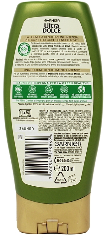 Moisturizing Conditioner 'Mythical Olive' - Garnier Ultra Dolce Balsamo Nutriente Oliva Mitica — photo N2