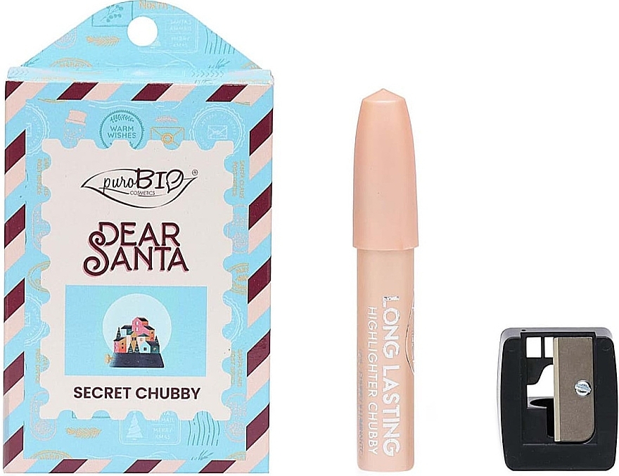 Set - PuroBio Cosmetics Secret Chubby (highlighter/3.3g + pencil/sharpener/1pcs) — photo N1