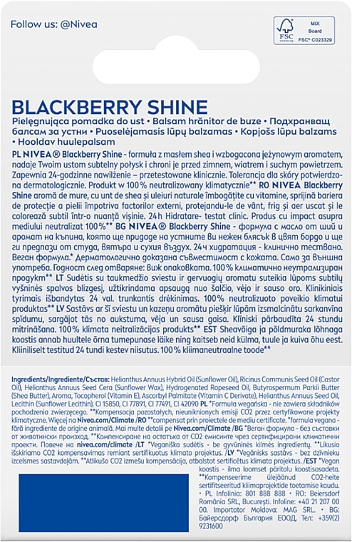 Lip Balm "Blackberry Shine" - NIVEA Blackberry Shine Lip Care — photo N2