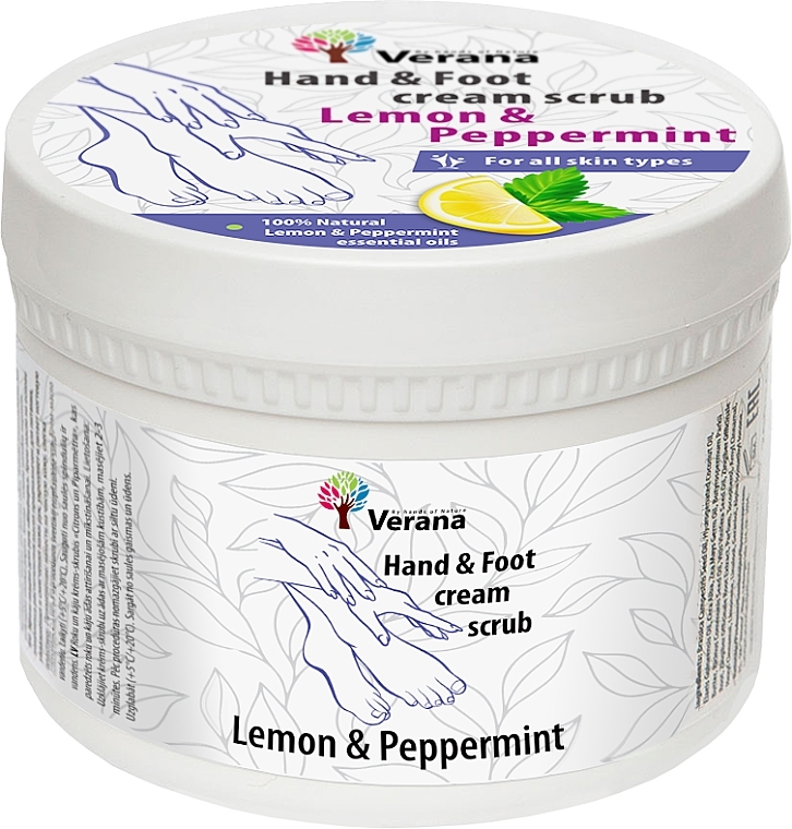 Lemon & Mint Protecting Hand & Nail Cream-Scrub - Verana Protective Hand & Foot Cream-scrub Lemon & Peppermint — photo N1