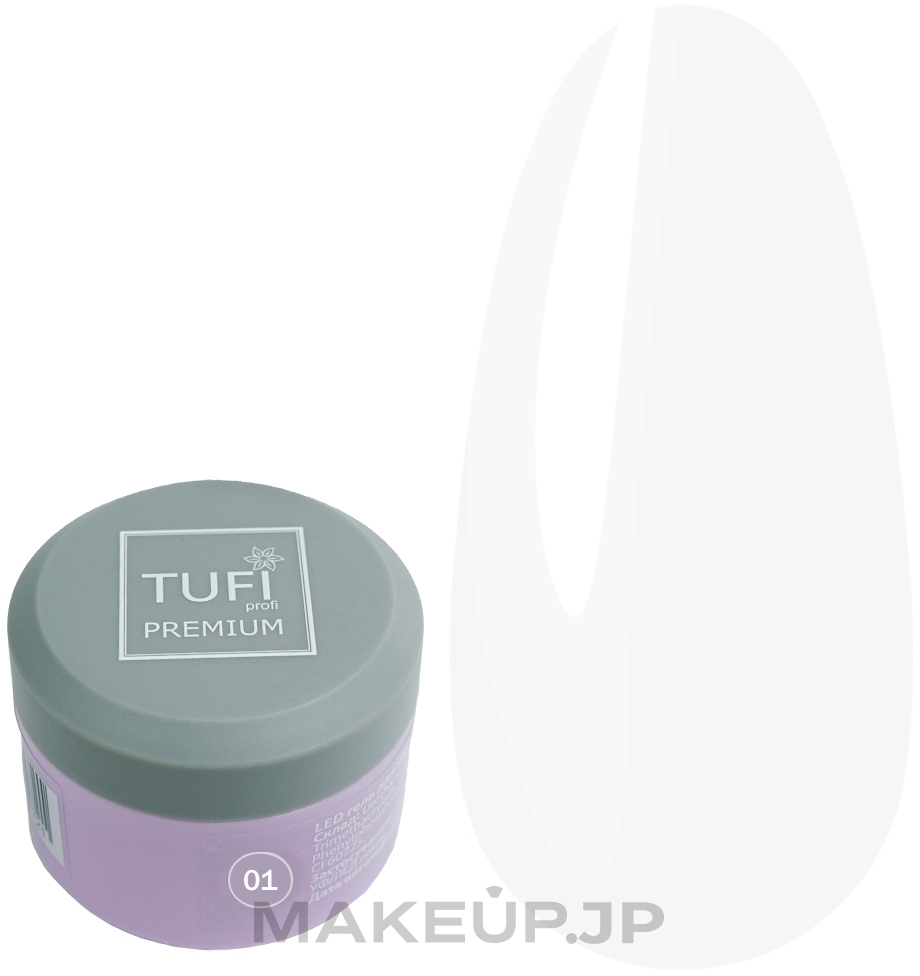 Nail Extension Gel - Tufi Profi Premium LED Gel 01 Clear — photo 5 g