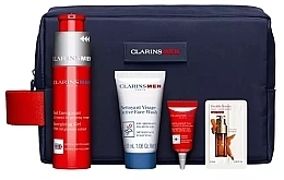 Set - Clarins Men Energizing Essentials (f/gel/50ml + eye/gel/3ml + f/wash/30ml + serum/sample/0.9ml + bag) — photo N1