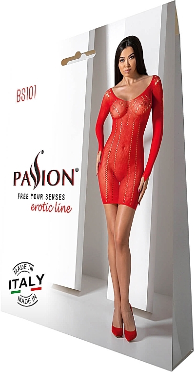 Erotic Bodysuit BS101, red - Passion Bodystocking — photo N1