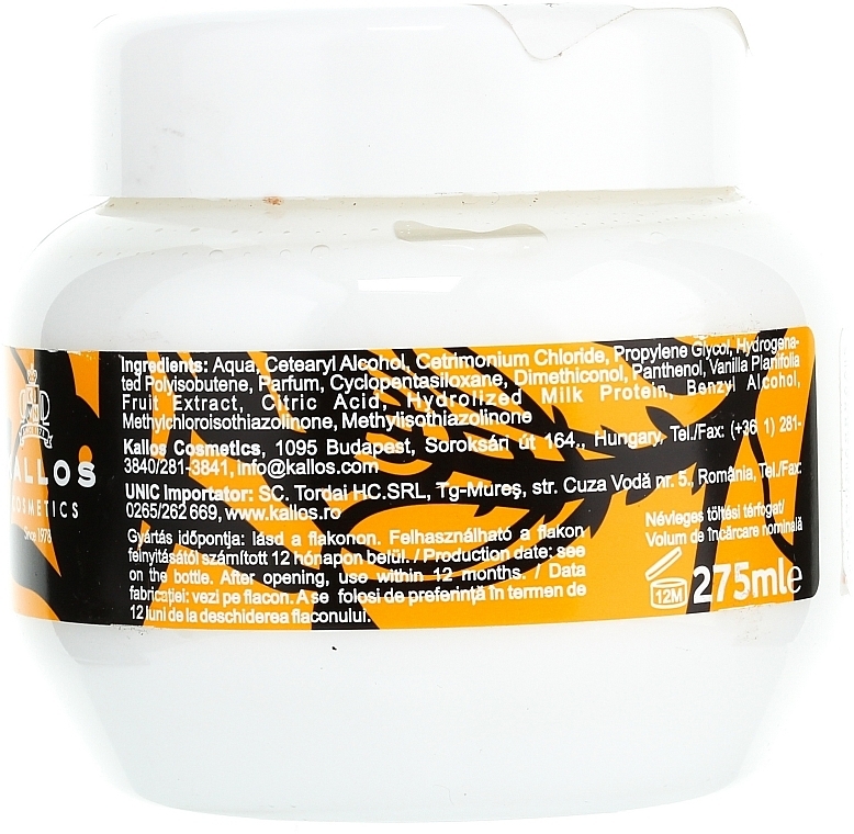 Shine Mask for Dry Hair "Vanilla" - Kallos Cosmetics Vanilla Shine Hair Mask — photo N2