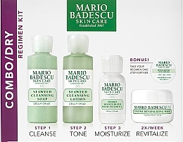 Fragrances, Perfumes, Cosmetics Set - Mario Badescu Combo Dry Regimen Kit (gel/59ml + lot/59ml + cr/29ml + mask/14g + eye/cr/3g)