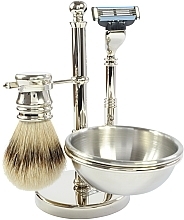 Fragrances, Perfumes, Cosmetics Shaving Set, 4 products - Golddachs Finest Badger, Mach3, Soap Bowl Chrom