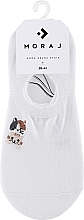 Fragrances, Perfumes, Cosmetics Women Short Socks with Cat Embroidery, white - Moraj
