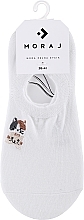 Women Short Socks with Cat Embroidery, white - Moraj — photo N1