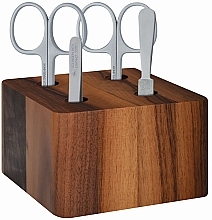 Fragrances, Perfumes, Cosmetics Manicure Set 'Cube', wood - Erbe Solingen Holzblock 4tlg Inox