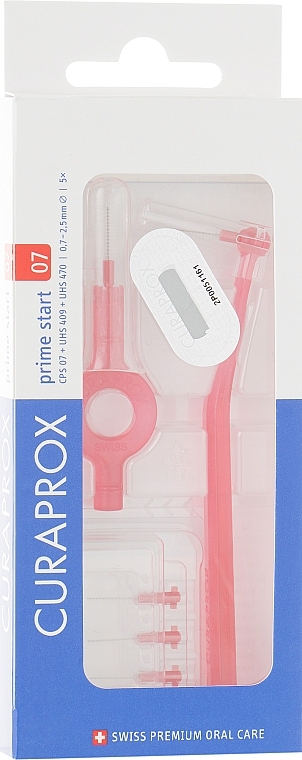 Interdental Brush Set "Prime Start", CPS 07, 2 holders, red - Curaprox — photo N1