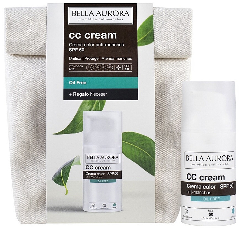 Set - Bella Aurora CC Cream Oil Free Gift Set (cc/cr/30ml + bag/1pcs) — photo N1