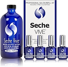 Fragrances, Perfumes, Cosmetics Set - Seche Vive Instant Gel Effect Top Coat (nail/top/4x14ml + nail/top/reffil/480ml)