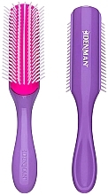 D3 Hair Brush, purple and pink - Denman Medium 7 Row Styling Brush African Violet — photo N1