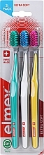 Toothbrushes, ultra-soft, turquoise + yellow + white - Elmex Swiss Made — photo N1